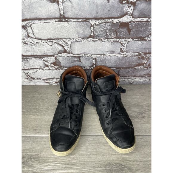 COACH Pembroke Nappa Black Leather Hi-Top Turnlock Sneakers Women 7.5B US FG1274 - Picture 14 of 16